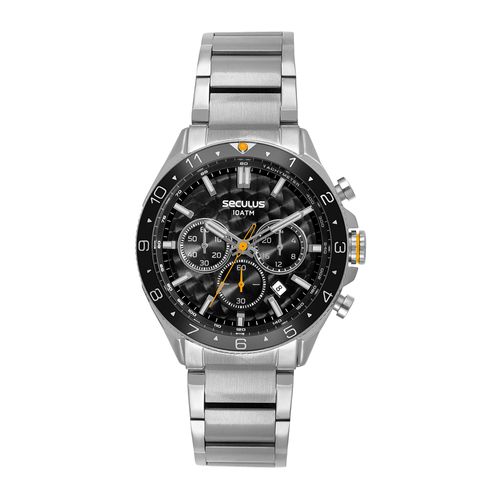 Relógio Masculino Analógico Texturizado Aço Prata