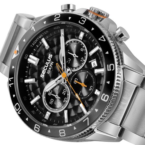 Relógio Masculino Analógico Texturizado Aço Prata