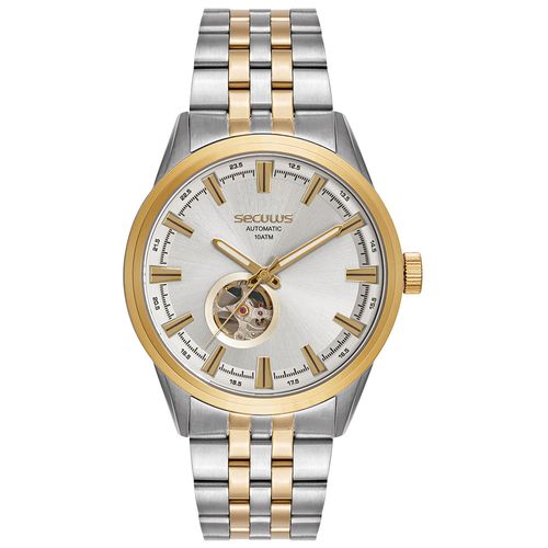 Relógio Masculino Prata Automático Aço bicolor