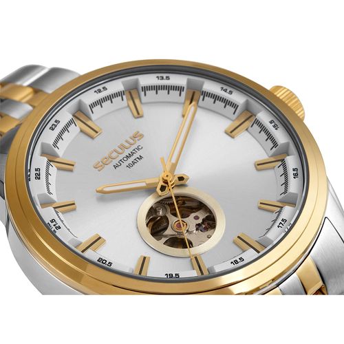 Relógio Masculino Prata Automático Aço bicolor