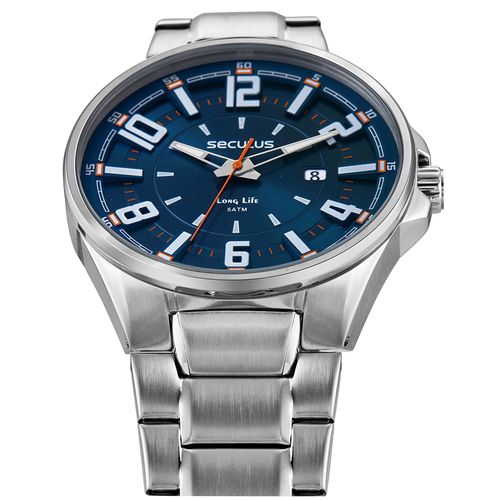 Relógio Masculino Aço Visor Com Aro 3D Prata