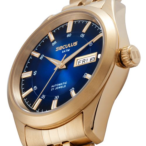 Relógio Automático Masculino Sunset Aço Dourado