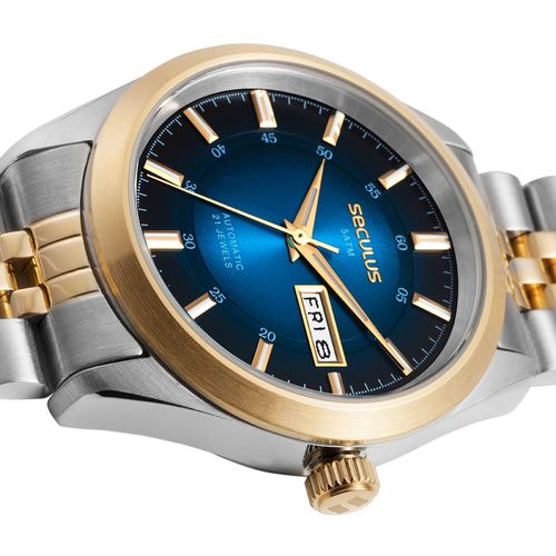 Relógio Automático Masculino Azul Efeito Sunset