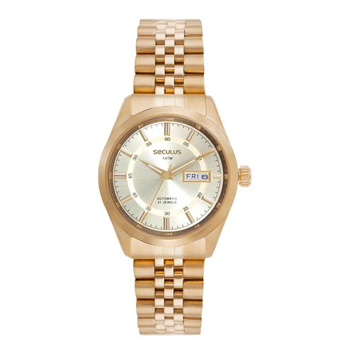 Relógio Automático Masculino Dourado Aço Jubilee