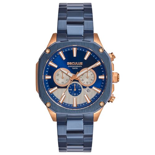 Relógio Masculino Cerâmica Azul Cronógrafo