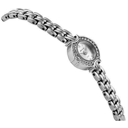 Relógio Feminino Aço Clássico Cristais Prata