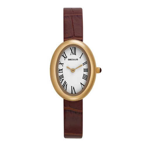 Relógio Feminino Aço Prata Couro Sintético Romanos