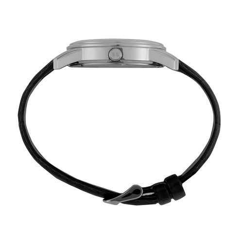 Relógio Masculino Aço Branco Couro Calendário