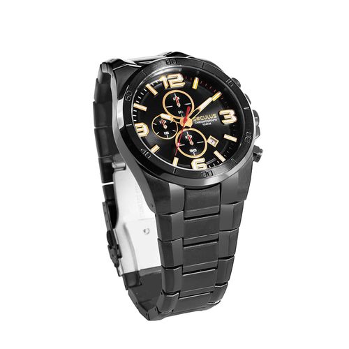 Relógio Masculino Aço Preto Cronógrafo Index Completo