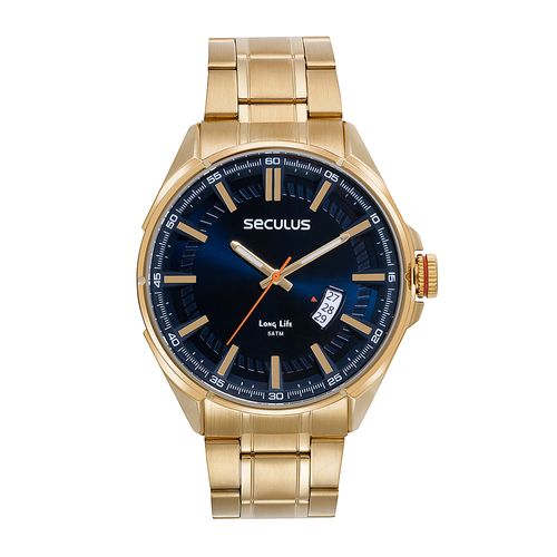 Relógio Masculino Aço Dourado Analógico 3D