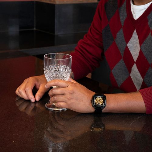 Relógio Masculino Automático Maquinismo Aparente Preto