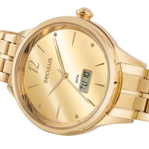 Relógio Feminino Anadigi Dourado Minimalista Dial Espelhado