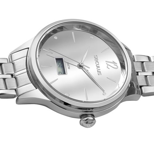 Relógio Feminino Anadigi Prata Minimalista Dial Espelhado