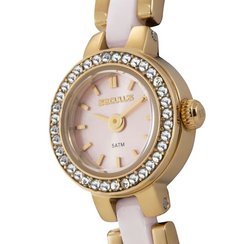 Relógio Feminino Analógico Mini Bisel Cerâmica com Cristais