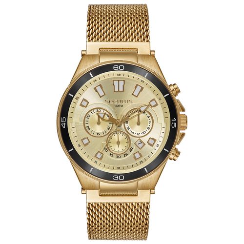 Relógio Masculino Dourado Cronógrafo com Bisel em Alumínio