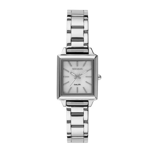 Relógio Feminino Analógico Prata em Aço Quadrado