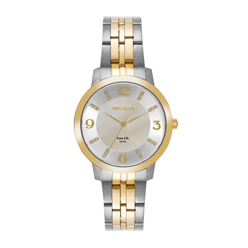 Relógio Feminino Analógico Bicolor Clássico Madreperola