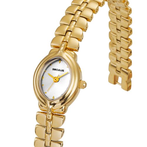 Relógio Feminino Oval Analógico Dourado Delicado