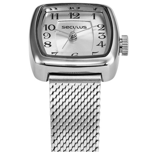 Relógio Feminino Analógico Prata Numeração Completa