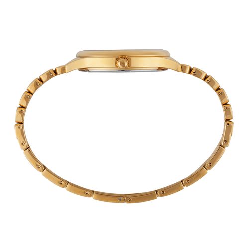 Relógio Feminino Analógico Dourado Glitter Marcação Completa