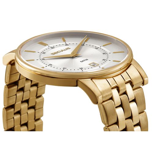 Relógio Masculino Dourado Aço Caixa Slim