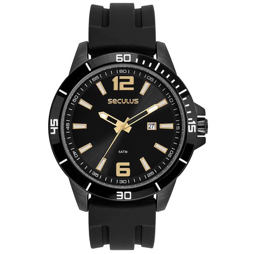 Relógio Masculino Black Pulseira Silicone e Calendário