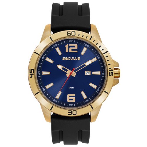 Relógio Masculino Calendário Azul Pulseira Silicone