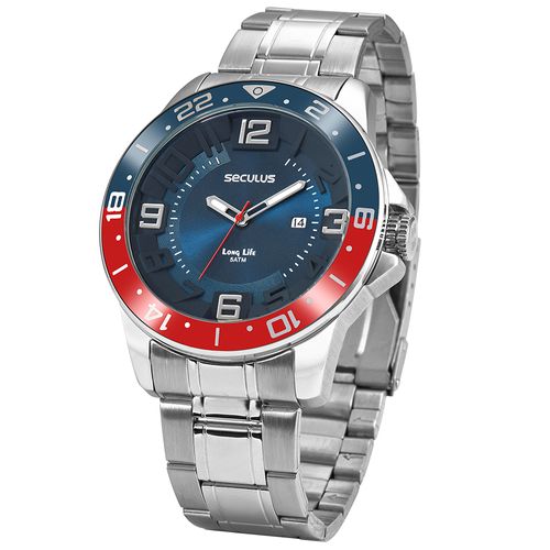Relógio Masculino Bicolor com Calendário e Bezel
