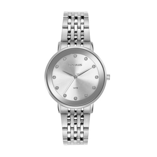 Relógio Feminino Prata Aço Minimalista com Glitter