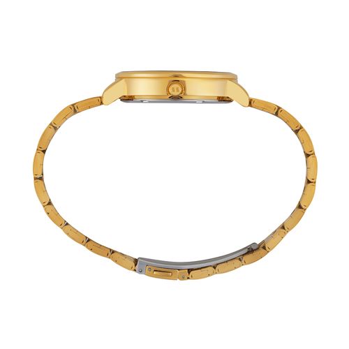 Relógio Feminino Dourado Aço Minimalista com Glitter
