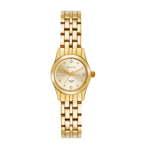 Relógio Feminino Dourado Aço Clássico Minimalista