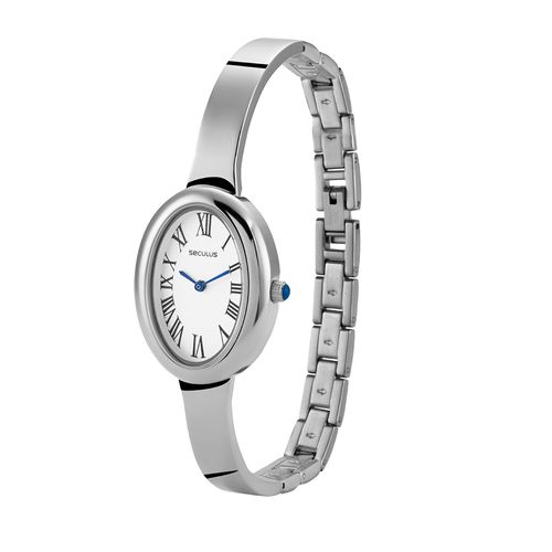 Relógio Feminino Vintage Prata Numeração Romana