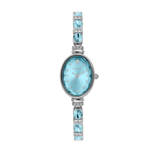 Relógio Feminino Prata com Pedras Cravejadas Azul