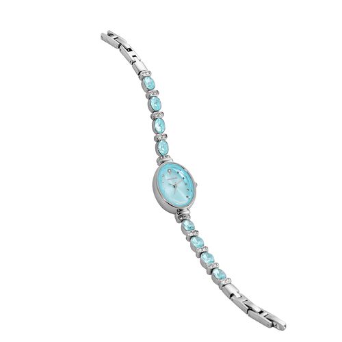 Relógio Feminino Prata com Pedras Cravejadas Azul