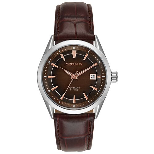 Relógio Masculino Automático Couro Marron
