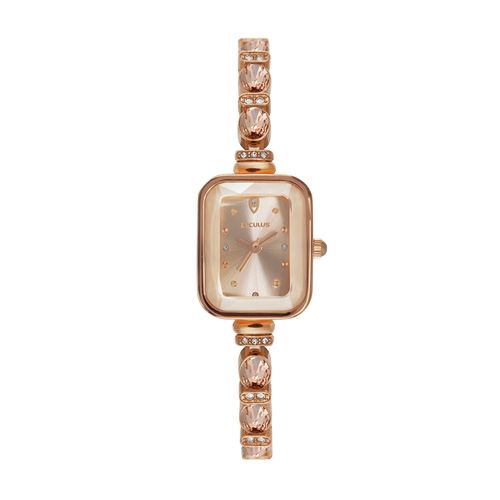 Relógio Feminino Quadrado Com Pedras Rose Gold