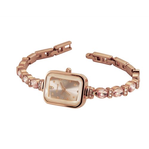 Relógio Feminino Quadrado Com Pedras Rose Gold