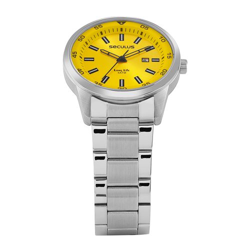 Relógio Masculino Com Calendário Amarelo