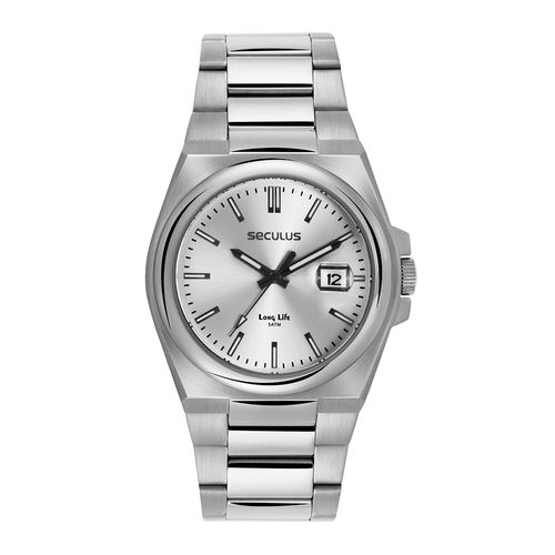 Relógio Masculino com Calendário Prata