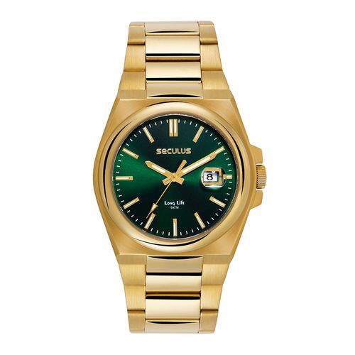 Relógio Masculino Dourado Pulseira Integrada