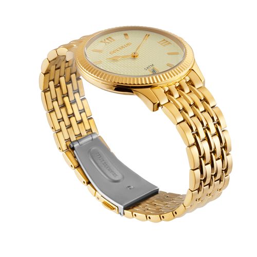 Relógio Masculino Slim Com Calendário Dourado