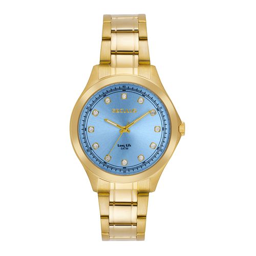 Relogio Feminino Dourado Azul