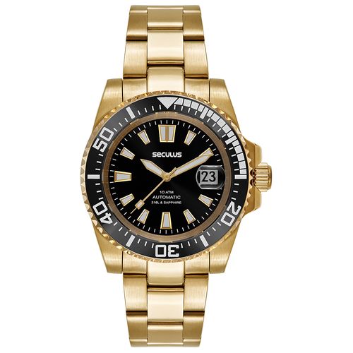 Relógio Masculino Automático Safira Dourado