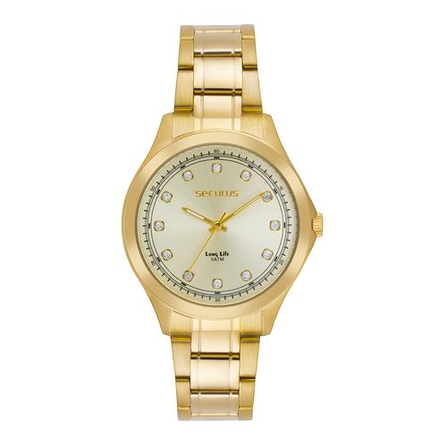 Relógio Feminino Analógico Texturizado Dourado