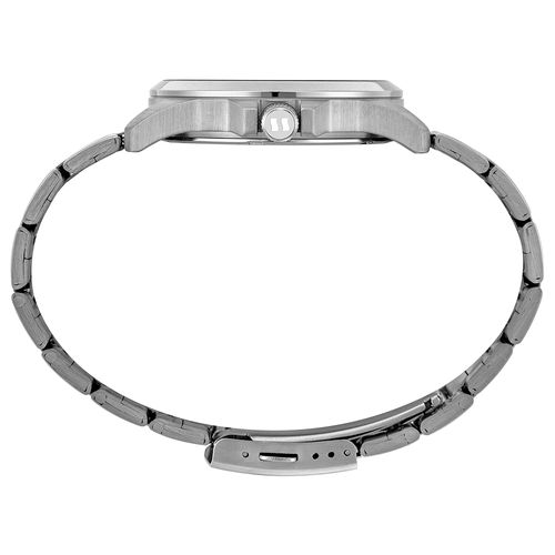 Relógio Masculino Aro 3D Prateado Mostrador Azul