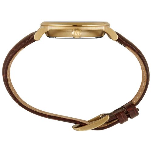 Relógio Masculino Slim Com Couro Dourado